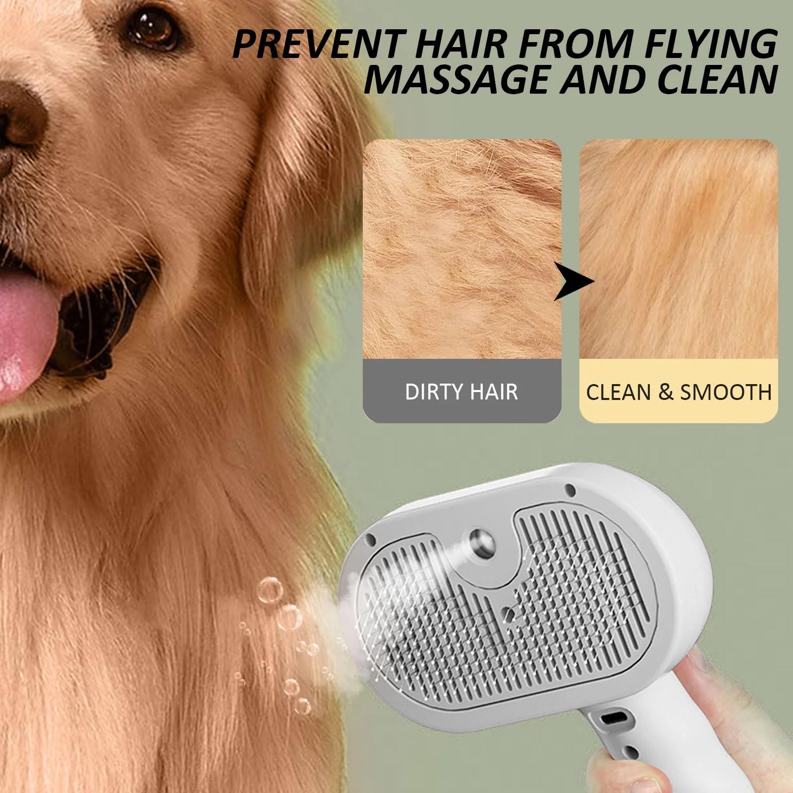 Fresh Fur Shower Brush 3 in 1 Self-Cleaning Spray Hair Removal Comb, Help Purify Bath Water, Reduce Hair Loss, Suitable for All Hair Types