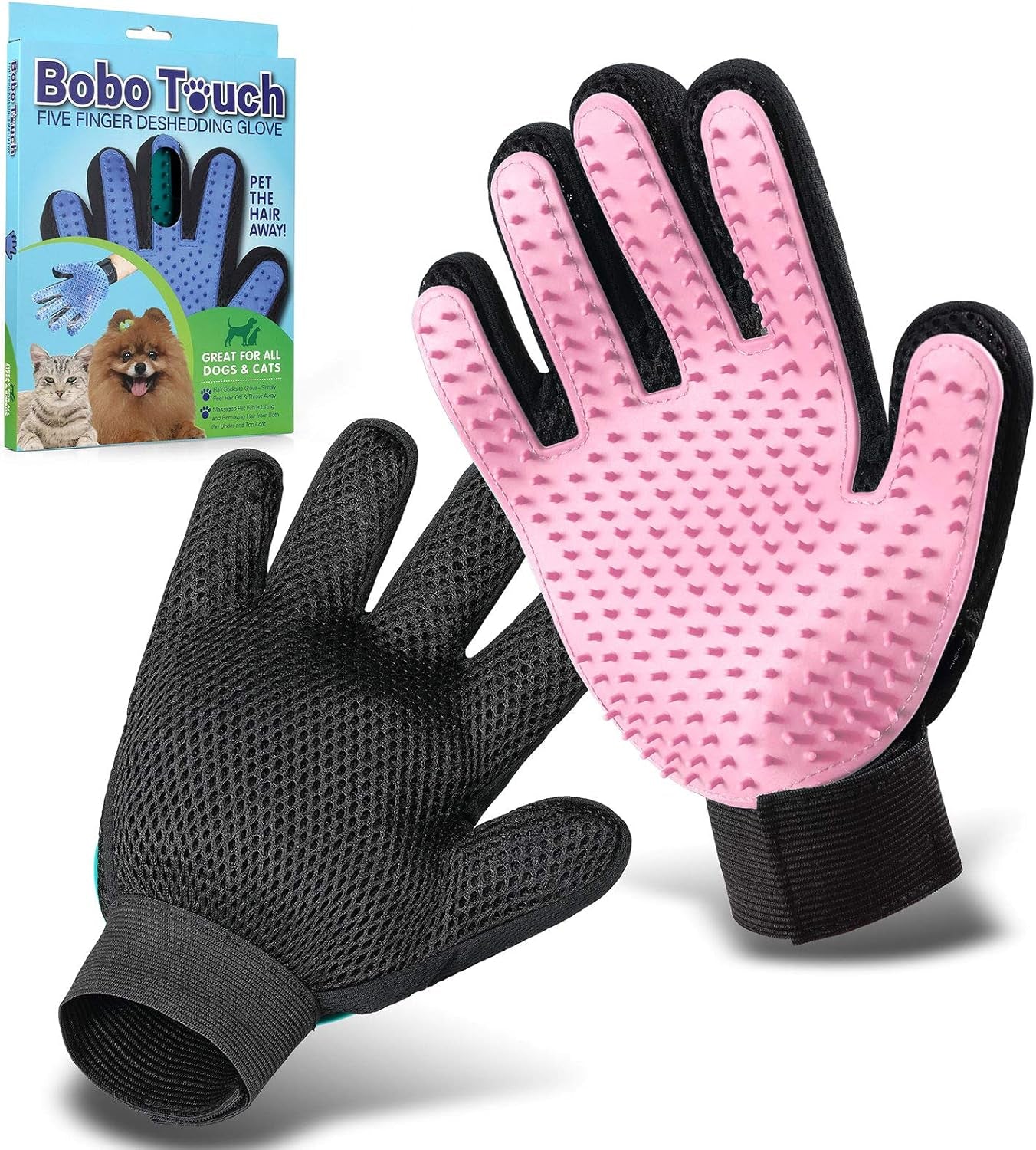Pet Grooming Glove,Gentle Deshedding Brush Glove Efficient Pet Hair Remover Mitt,Enhanced Five Finger Design,Breathable & Comfortable for Dog,Cat,Horses with Long/Short Fur