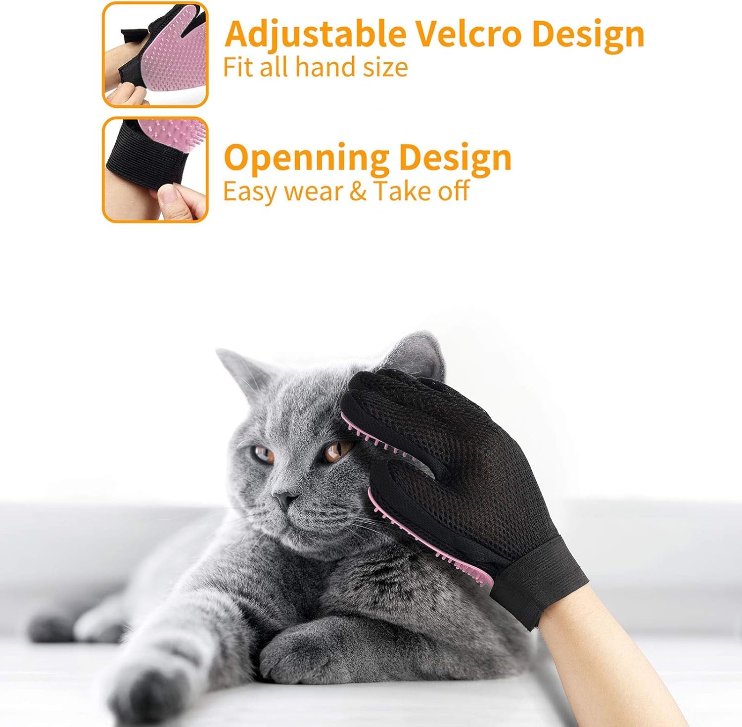 Pet Grooming Glove,Gentle Deshedding Brush Glove Efficient Pet Hair Remover Mitt,Enhanced Five Finger Design,Breathable & Comfortable for Dog,Cat,Horses with Long/Short Fur