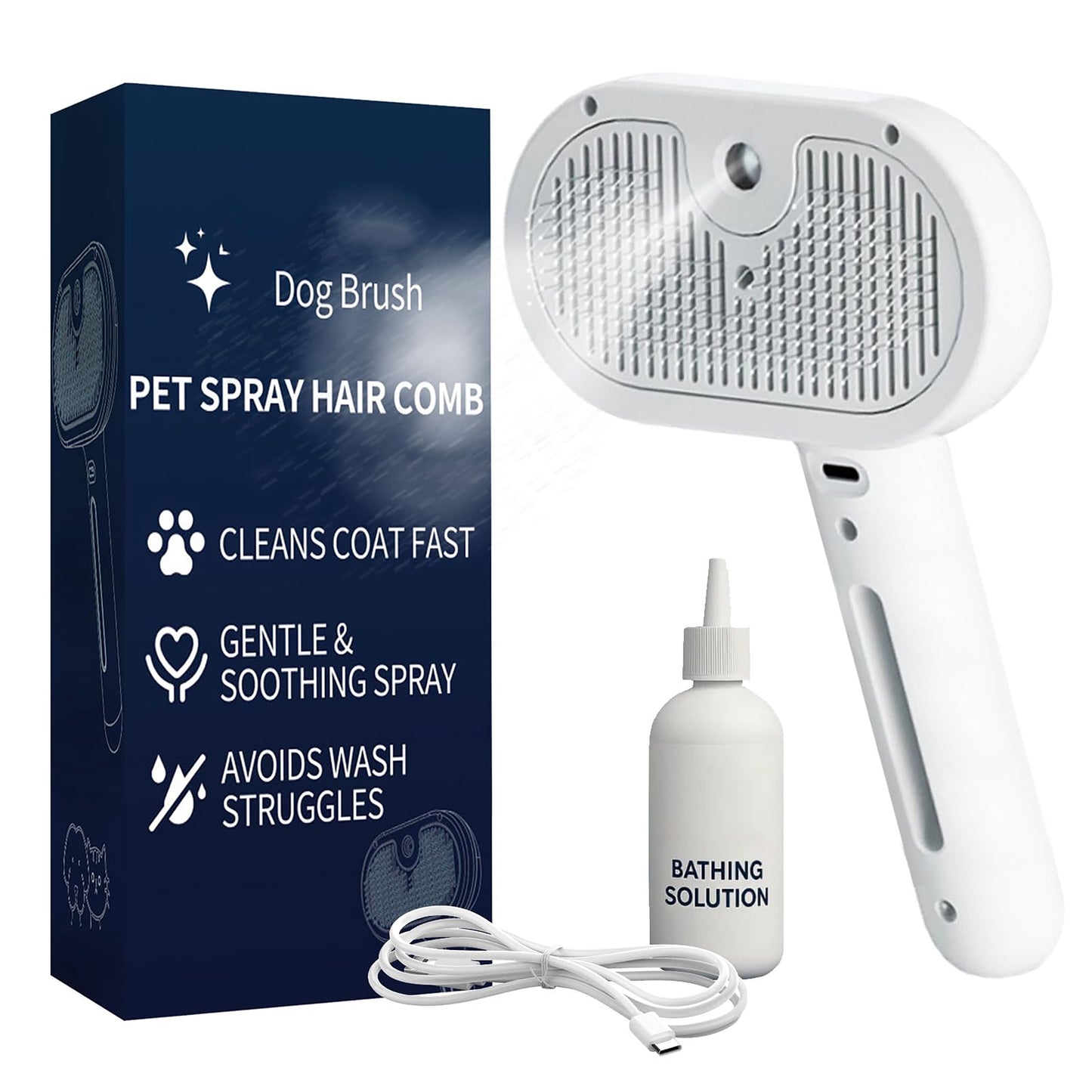 Fresh Fur Shower Brush 3 in 1 Self-Cleaning Spray Hair Removal Comb, Help Purify Bath Water, Reduce Hair Loss, Suitable for All Hair Types