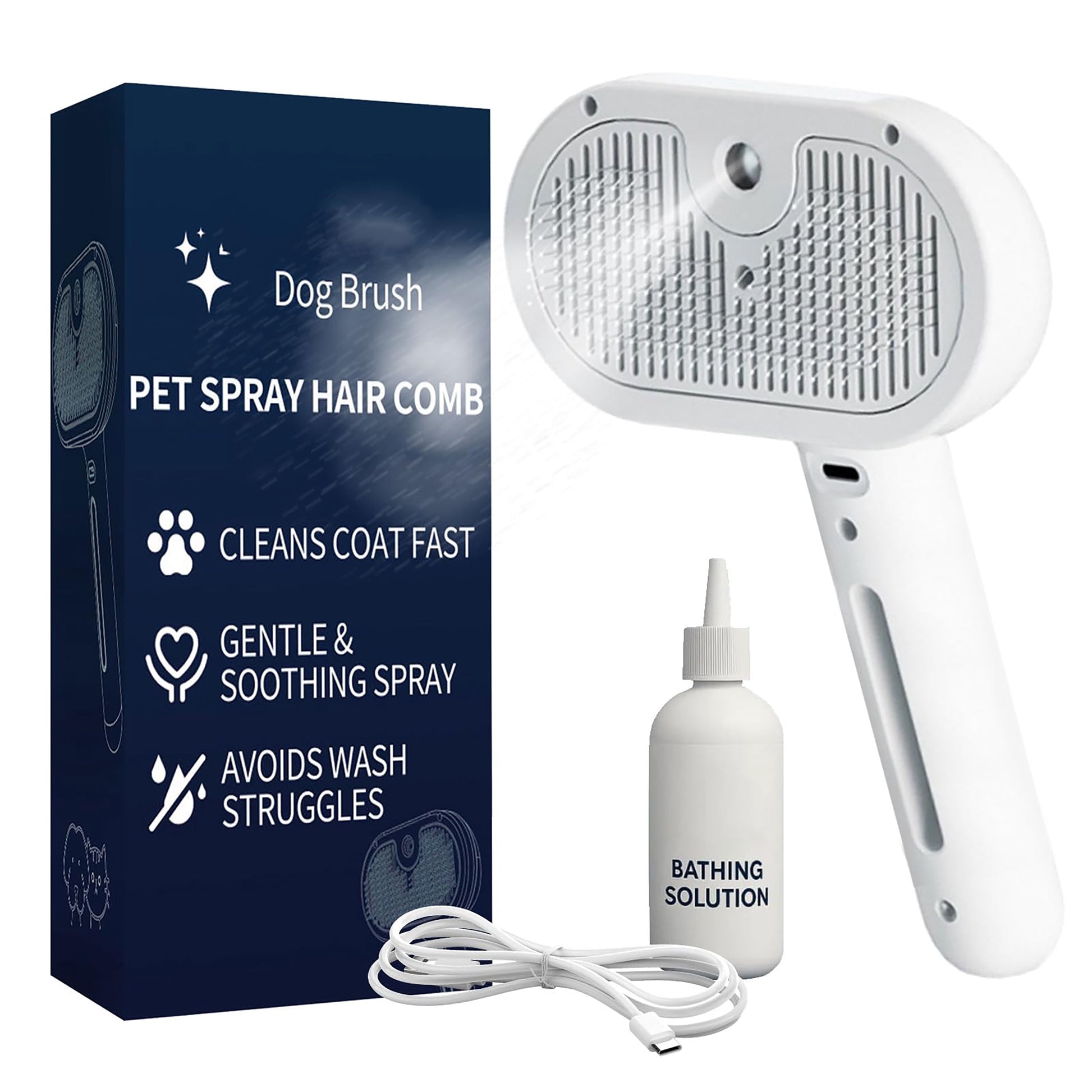 Fresh Fur Shower Brush 3 in 1 Self-Cleaning Spray Hair Removal Comb, Help Purify Bath Water, Reduce Hair Loss, Suitable for All Hair Types