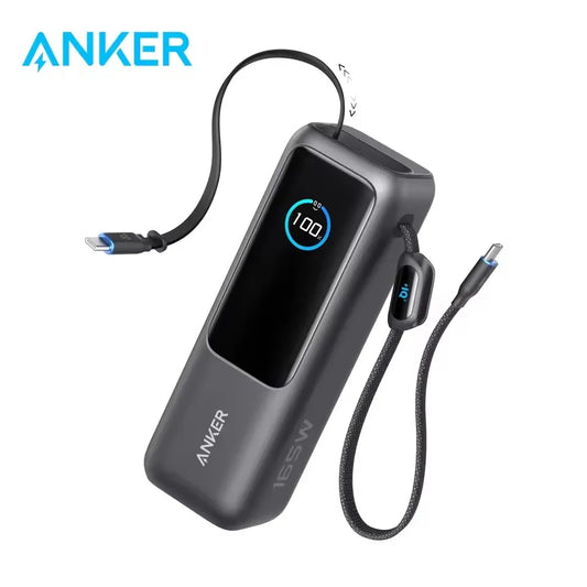 Anker Zolo 165W Power Bank 25000Mah 100W Max Portable Charger External Battery Pack with Built-In Cable for Laptop Cellphone