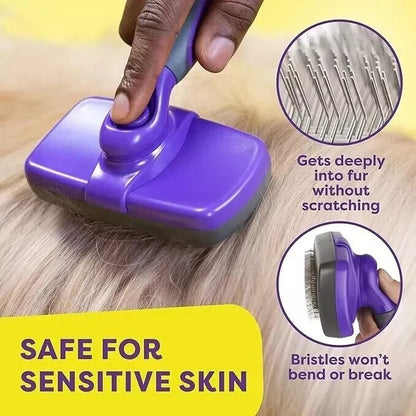 Self Cleaning Dog Cat Slicker Brush Grooming Fur Comb Shedding Hair
