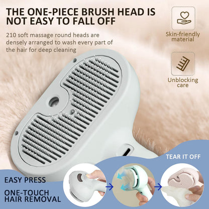 Fresh Fur Shower Brush 3 in 1 Self-Cleaning Spray Hair Removal Comb, Help Purify Bath Water, Reduce Hair Loss, Suitable for All Hair Types